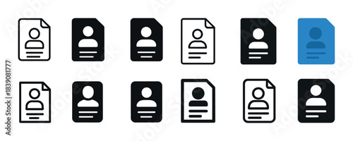 User profile icons collection: black and blue variations on white background
