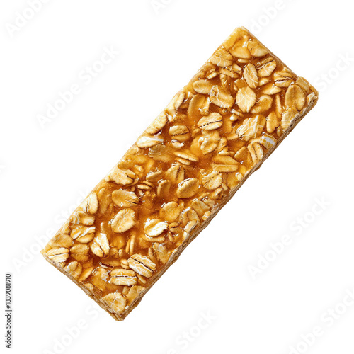 Granola bar with oats and honey isolated on transparent background