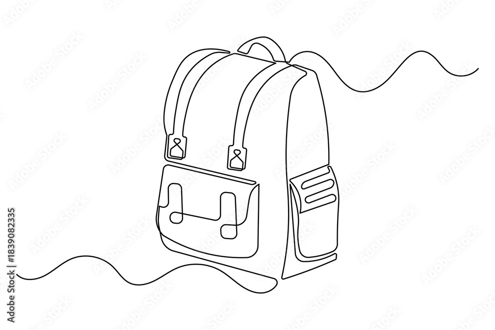 Obraz premium Student satchel continuous line art isolated simple illustration