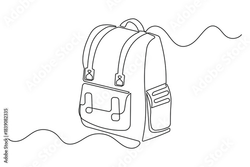 Student satchel continuous line art isolated simple illustration