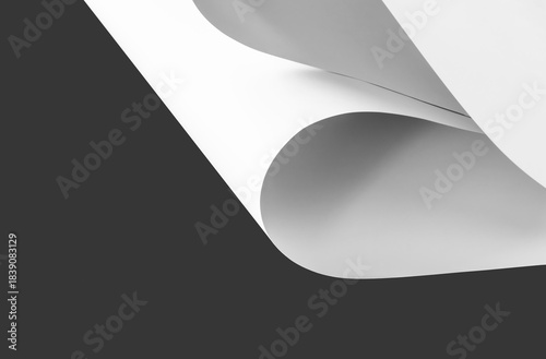 Sheets of white paper in black and white.