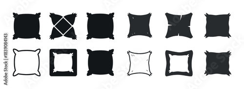 Set of twelve pillow silhouette designs in various shapes and styles