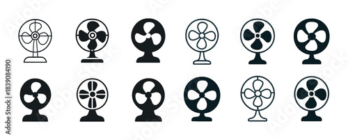 Collection of diverse fan icons in various styles and designs