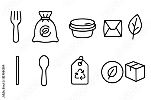 Eco-friendly, recycling line icon set. Sustainability, waste reduction outline collection