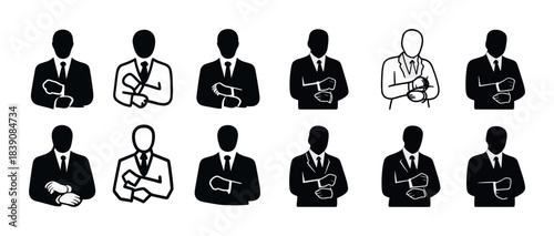 Silhouette illustrations of businessmen in various poses