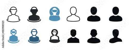Diverse avatar icons: male and female profiles in various styles