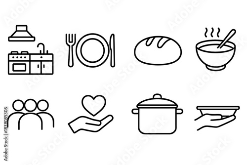 Kitchen, cooking outline icon set. Culinary, food preparation icons outline collection