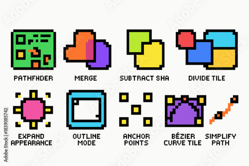Graphic design tools icon set. Outline design elements collection for creative projects.