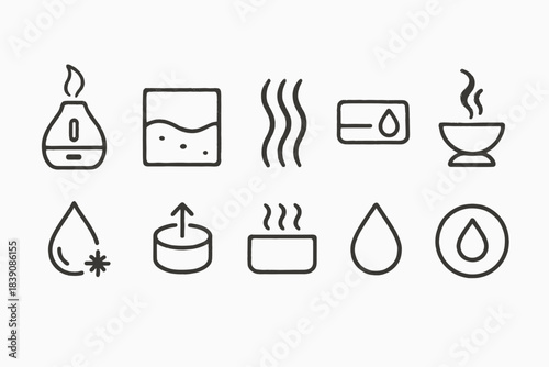Aromatherapy, essential oils outline icon set. Spa, wellness line icons collection