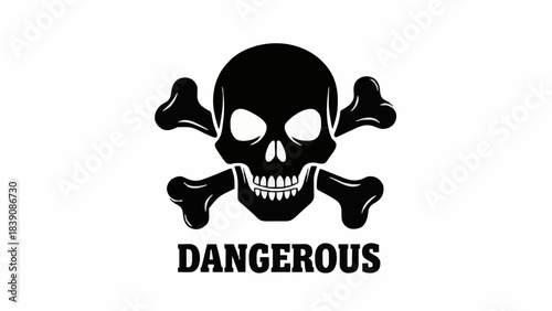 Skull and crossbones warning sign on white background representing danger poison or hazard used in various contexts to indicate a serious threat or risk to health and safety