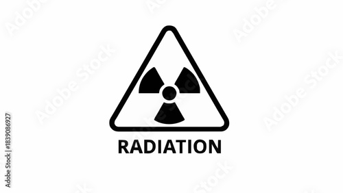 Radiation hazard warning symbol flat line icon illustration: universal sign for radioactive materials, ionization risk alert, nuclear danger indicator, safety warning for hazardous energy presence