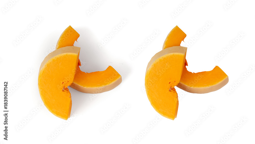 Naklejka premium Butternut squash isolated on white. Raw fresh autumn pumpkin, ripe orange gourd