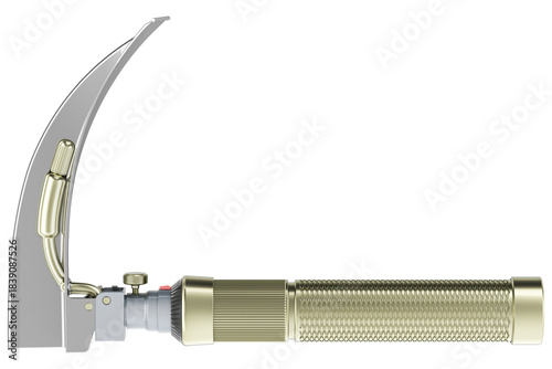 Laryngoscope Tool, side view, transparent background