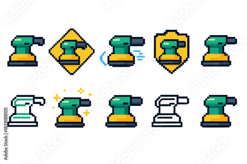 Power tools icon set. Flat sander icons collection for workshops and repairs.