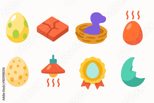 Easter egg, chocolate flat icon set. Holiday, celebration, spring symbols collection