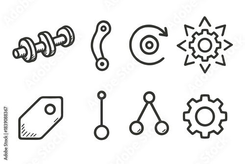 Fitness, gym linear icon set. Dumbbell, gear, tag icons outline collection