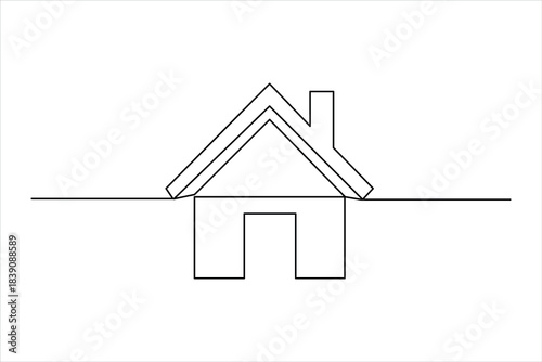  Continuous one line art drawing of house vector illustration. minimalist house icon outline symbol