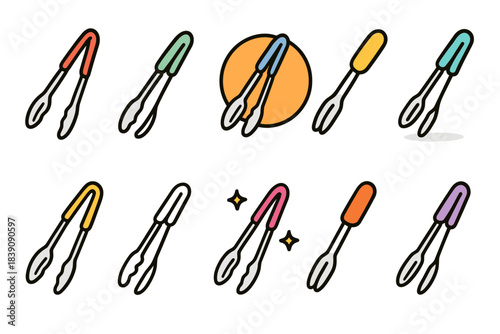 Kitchen utensils icon set. Cooking, culinary outline icons collection for chefs