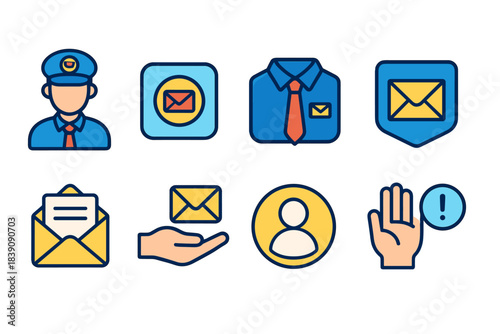 Email and communication line icon set. Messaging, mail symbols collection