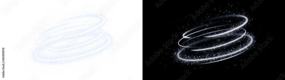 Fototapeta premium Cold winter wind texture with drifting snow. Holiday blizzard effect for seasonal designs. Transparent PNG Overlay with soft swirling motion.