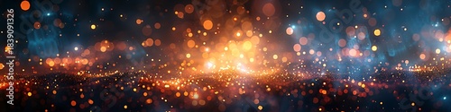 Panoramic Bokeh Lights and Particles Abstract Background