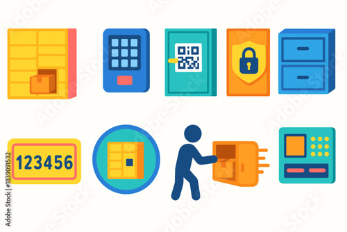 Parcel delivery flat icon set for logistics and shipping applications