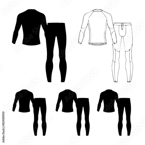mens base layer set top and bottom fashion flat sketch