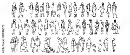 Editable Vector Standing Human Elevation Figures for Architecture and Landscape Design