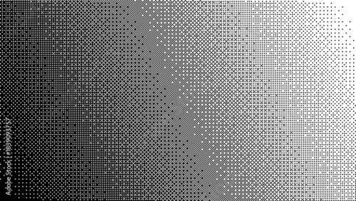 Pixel art dithering background. Black and white pixel linear gradient pattern. Vector illustration.