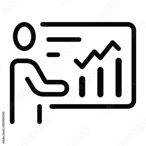 Outline presentation icon for slide show, pitch, and business report.