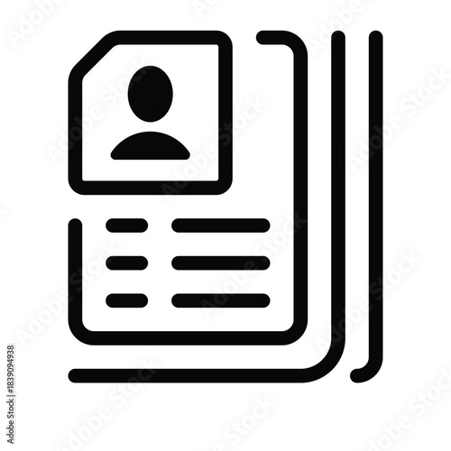 Outline resume icon for job application, CV, and career profile.