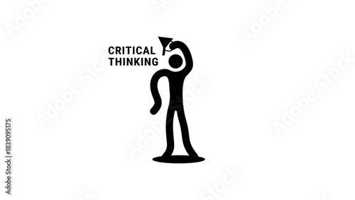 critical thinking symbol, black isolated silhouette