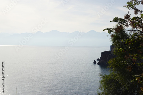 Fototapeta Naklejka Na Ścianę i Meble -  A cliff seaside in the center of Antalya, Turkey