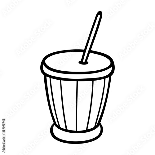 Instrumento musical navideño. Dibujo sencillo con líneas de zambomba para tarjetas y felicitaciones de Navidad