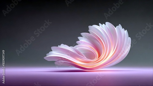 Abstract Flower Petals Swirling on Purple Surface