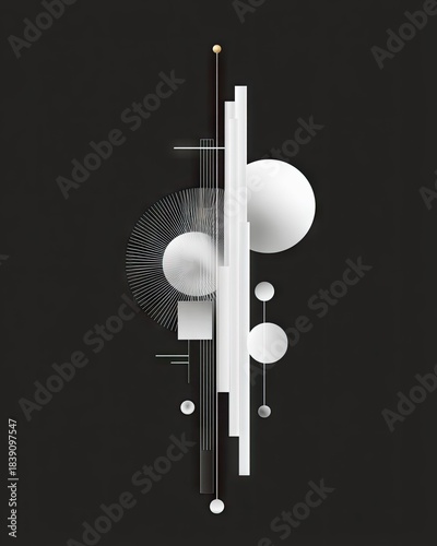 Abstract Geometric Composition on Black Background