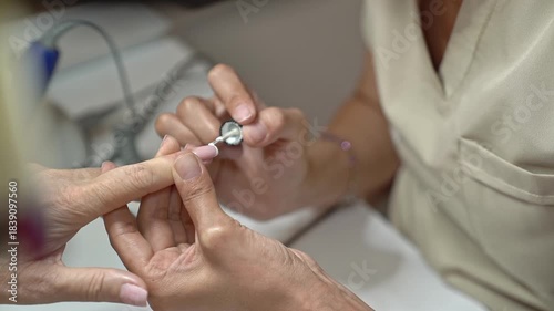 Step by Step Manicure Tutorial for Classic French Design With Pastel Colors. Application of the white tip
