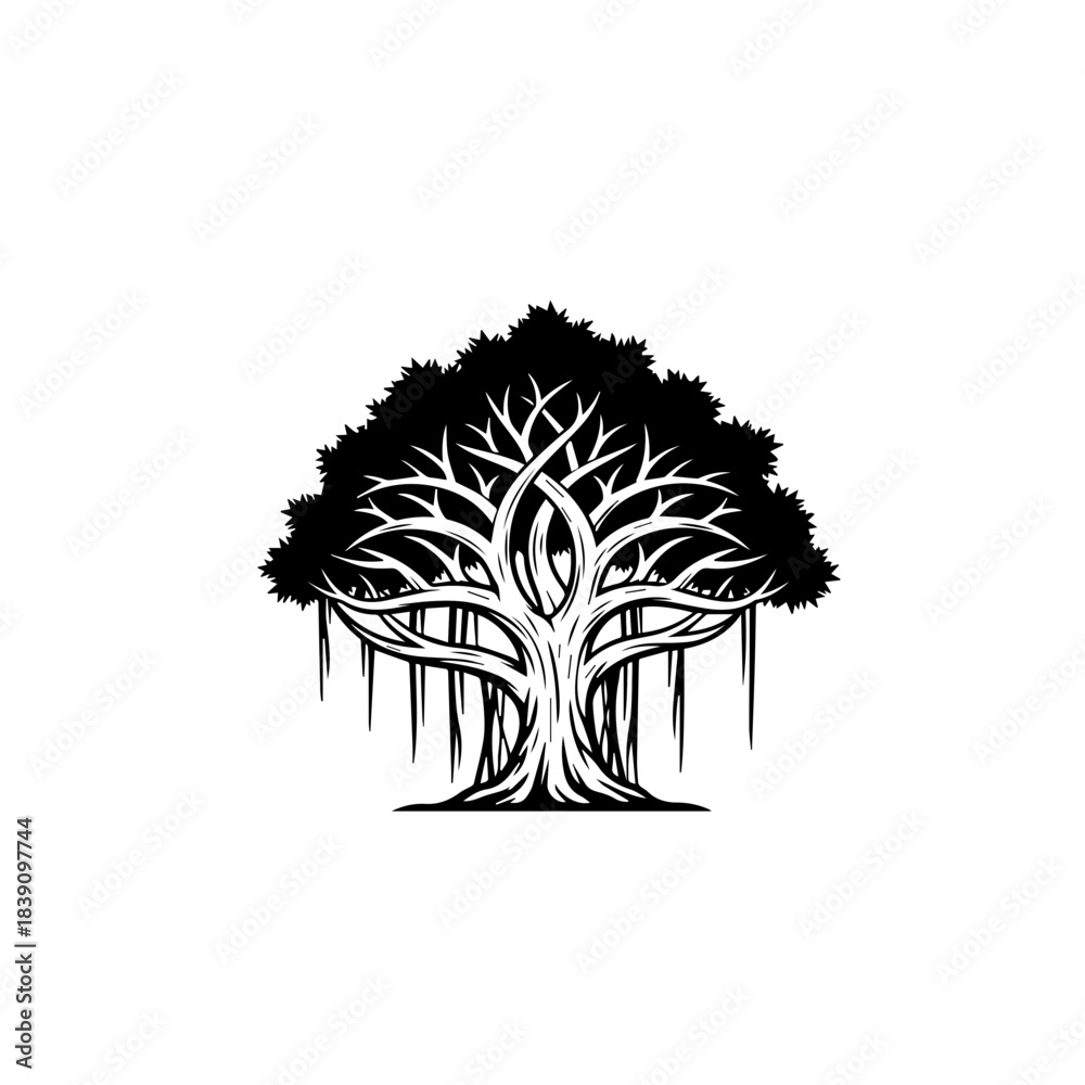 Fototapeta premium Symbolic Banyan Tree Reflecting Nature's Resilience