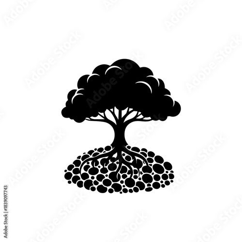 Strong Tree Silhouette with Deep Roots Design