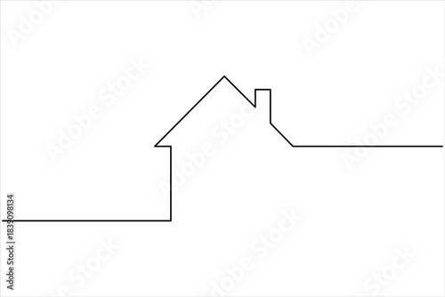  Continuous one line art drawing of house vector illustration. minimalist house icon outline symbol