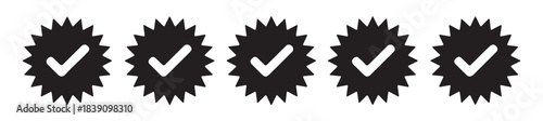 Set of black verification seals. Guarantee and approval symbols.