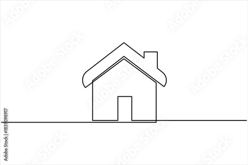  Continuous one line art drawing of house vector illustration. minimalist house icon outline symbol