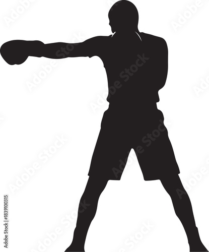 Silhouette of a boxer throwing a punch boxing athlete