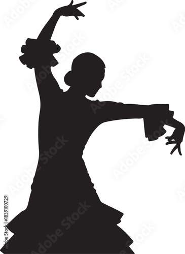 Silhouette of a flamenco dancer in a dramatic pose