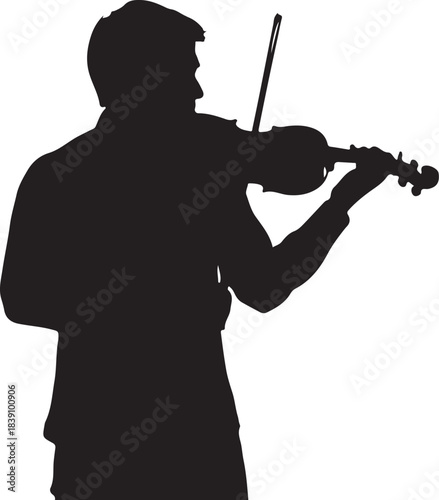 Silhouette of a man playing the violin musician music