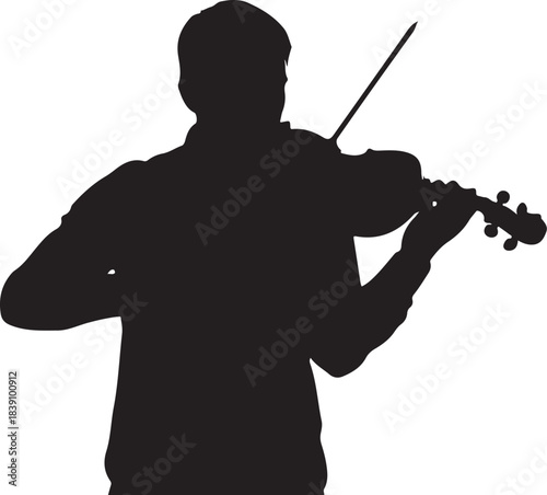 Silhouette of a man playing the violin musician music