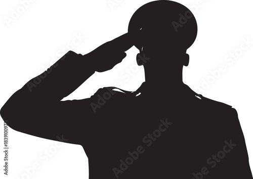Silhouette of a military person saluting soldier salute