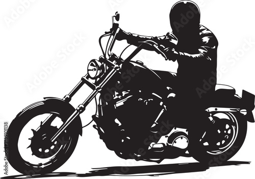 Silhouette of a person riding a motorcycle Keywords: motorcycle, rider, biker, silhouette