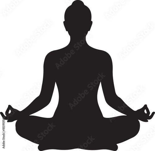 Silhouette of a person meditating in a lotus position