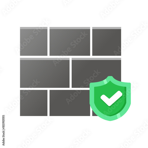 Secure brick wall network firewall protection icon, ideal for materials related to internet security, network configuration, perimeter defense, and data access control